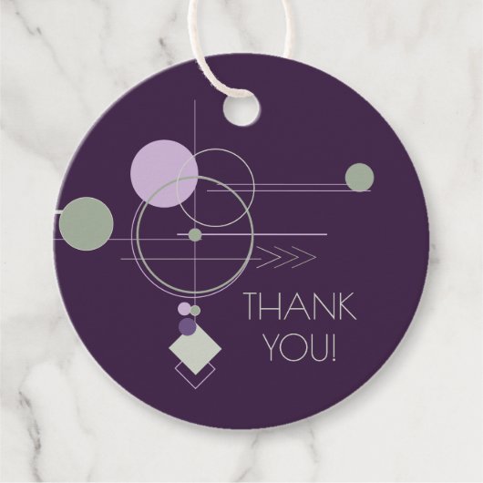 Tattoos Linework | Bohemisches Lila Grün Abstrakt Geschenkanhänger (Vorderseite)