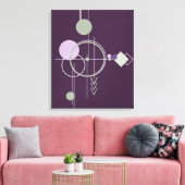 Tattoos Linework | Bohemisches Lila Grün Abstrakt Leinwanddruck (Insitu (Wohnzimmer))