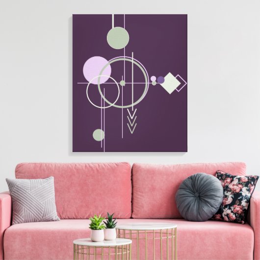 Tattoos Linework | Bohemisches Lila Grün Abstrakt Leinwanddruck (Insitu (Wohnzimmer))