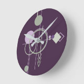 Tattoos Linework | Bohemisches Lila Grün Abstrakt Runde Wanduhr (Winkel)