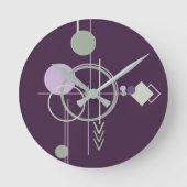 Tattoos Linework | Bohemisches Lila Grün Abstrakt Runde Wanduhr (Vorderseite)