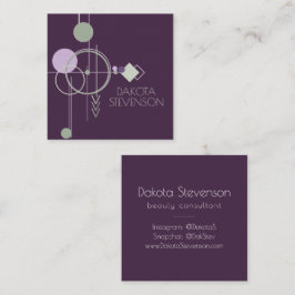 Tattoos Linework | Bohemisches Lila Grün Abstrakt Telefonnummerkarte