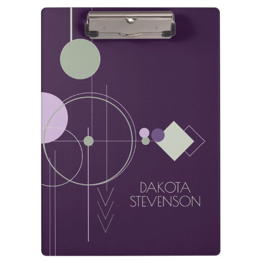 Tattoos Linework | Bohemisches Lila grünes Brandin Klemmbrett (Vorderseite)