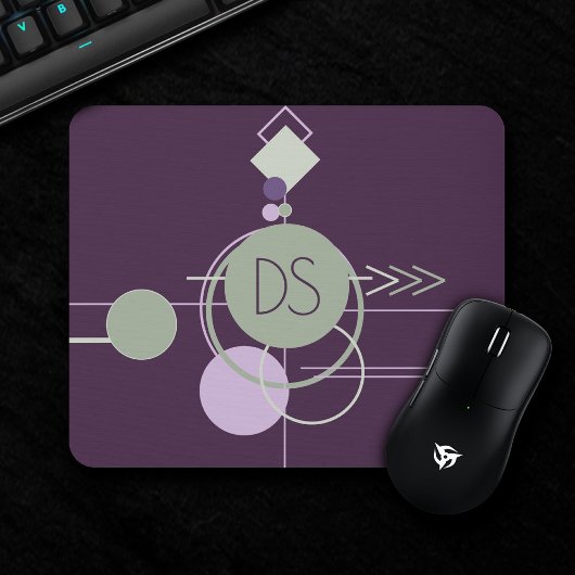 Tattoos Linework | Bohemisches Lila grünes Brandin Mousepad