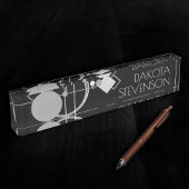 Tattoos Modernes Art Deco | einfarbiges Branding Namensplakette