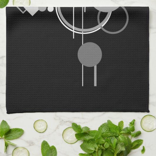 Tattoos Modernes Art Deco | Monochrom-Minimalismus Geschirrtuch (Gefaltet)