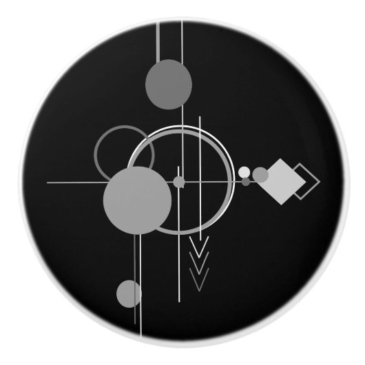 Tattoos Modernes Art Deco | Monochrom-Minimalismus Keramikknauf (Vorderseite)