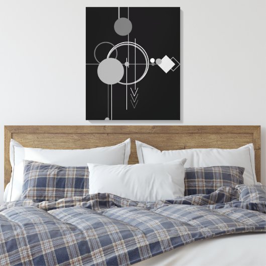 Tattoos Modernes Art Deco | Monochrom-Minimalismus Leinwanddruck (Insitu (Schlafzimmer))