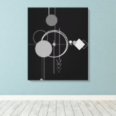 Tattoos Modernes Art Deco | Monochrom-Minimalismus Leinwanddruck (Insitu (Holzboden))
