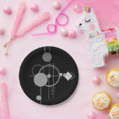 Tattoos Modernes Art Deco | Monochrom-Minimalismus Pappteller (Party)