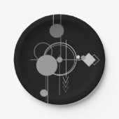Tattoos Modernes Art Deco | Monochrom-Minimalismus Pappteller (Vorderseite)