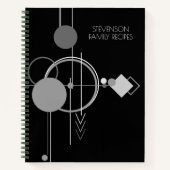 Tattoos Modernes Art Deco | Schwarz-Grau-Rezept Notizblock (Vorderseite)