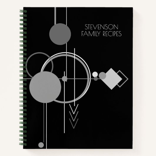 Tattoos Modernes Art Deco | Schwarz-Grau-Rezept Notizblock (Vorderseite)