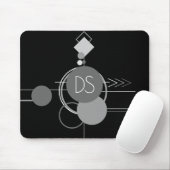 Tattoos Modernes Art Deco | Schwarzes und graues B Mousepad (Mit Mouse)