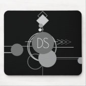 Tattoos Modernes Art Deco | Schwarzes und graues B Mousepad (Vorne)
