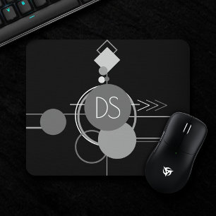 Tattoos Modernes Art Deco   Schwarzes und graues B Mousepad