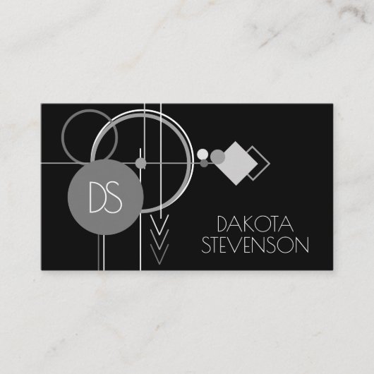 Tattoos Modernes Art Deco | Schwarzes und graues B Telefonnummerkarte (Vorderseite)