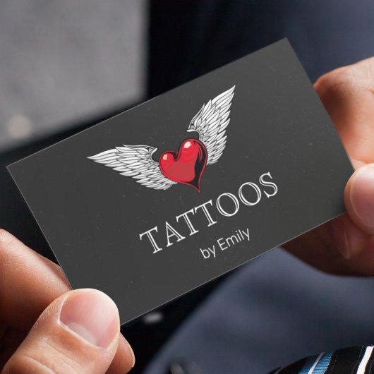 Tattoos nach Ihrem Namen Fliegen Herz einfach besc Visitenkarte
