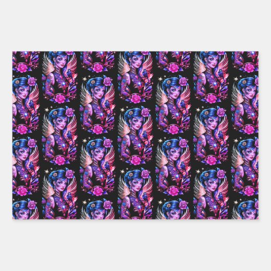 Tattoos und Rose 2 Geschenkpapier Set (Vorderseite 2)