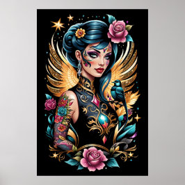 Tattoos und Rose 2 Poster