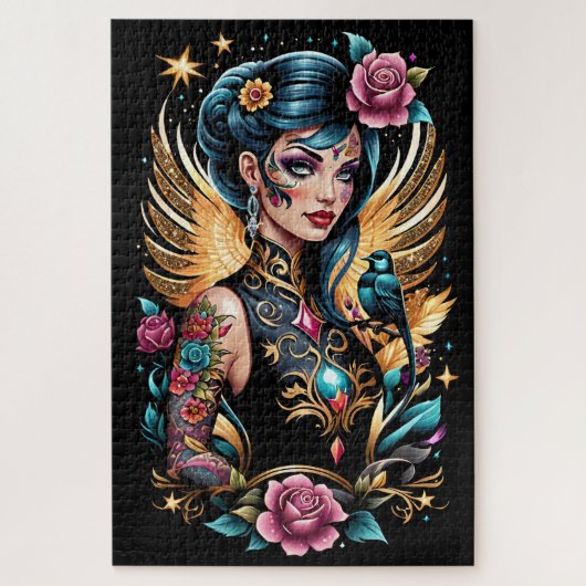 Tattoos und Rose 2 Puzzle (Vertikal)