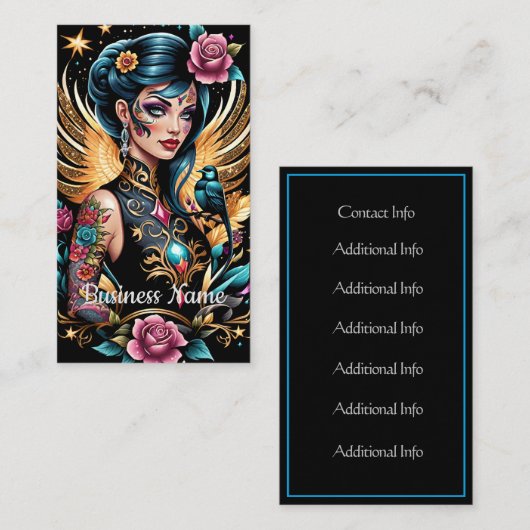 Tattoos und Rose 2 Visitenkarte (Vorne/Hinten)