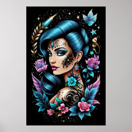 Tattoos und Rose Poster