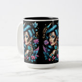 Tattoos und Rose Zweifarbige Tasse (Vorderseite Links)