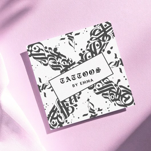 Tattoostische Kalligrafie Coole Typografie Moderne Quadratische Visitenkarte