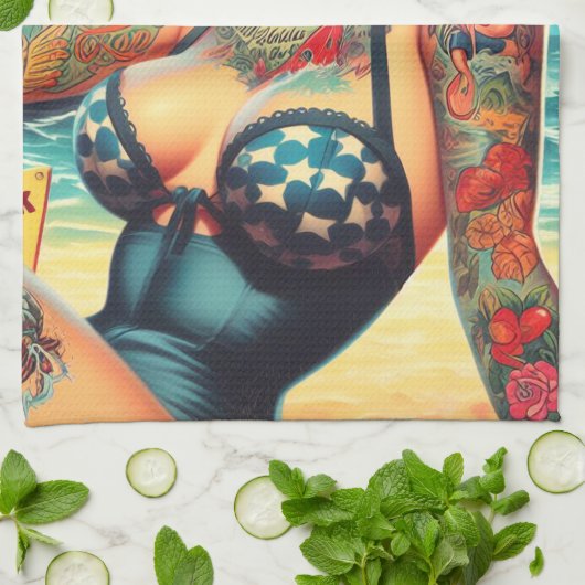 Tattoot Beach Button-up Geschirrtuch (Gefaltet)