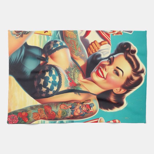 Tattoot Beach Button-up Geschirrtuch (Horizontal)