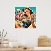 Tattoot Beach Button-up Poster (Küche)