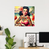Tattoot Beach Button-up Poster (Heimbüro)