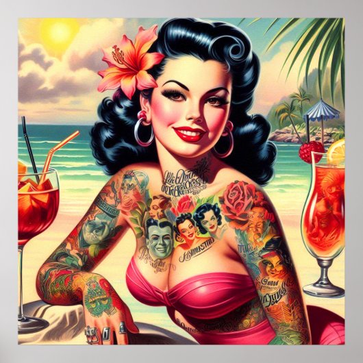 Tattoot Beach Button-up Poster (Vorne)