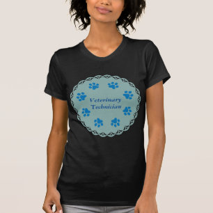 Tatze der Tierarzt-Technologie-druckt blaue T-Shirt