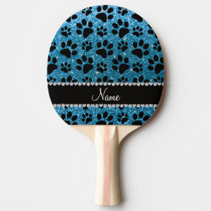 Tatzen des Namehimmelblau-Glitters schwarzer Hunde Tischtennis Schläger