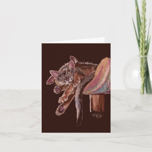 "Tatzen-" dösende abyssinische Katzen Karte (Vorderseite)