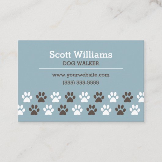 Tatzen-Druck-Hundewanderer-Schablone Visitenkarte (Vorderseite)