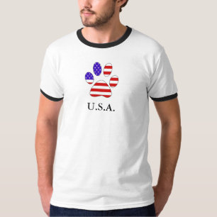 Tatzen-Druck mit der amerikanischen Flagge T-Shirt