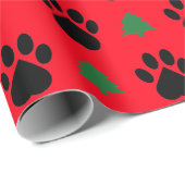 Tatzen-Druck-und Weihnachtsbaum-Packpapier Geschenkpapier (Rolleneckpunkt)