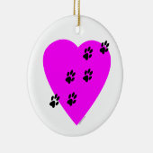 Tatzen-Drucke auf meinem Herzen - Rosa Keramikornament (Rechts)