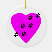 Tatzen-Drucke auf meinem Herzen - Rosa Keramikornament (Hinten)