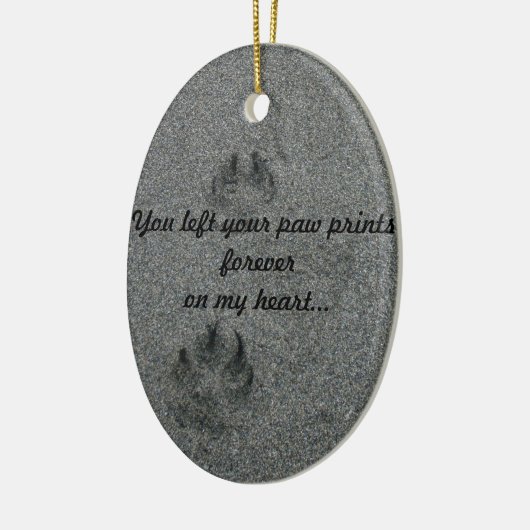 Tatzen-Drucke im Sand-Haustier-Denkmal Keramikornament (Links)