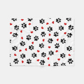 Tatzen-Drucke und Herzen Fleecedecke (Vorderseite (Horizontal))