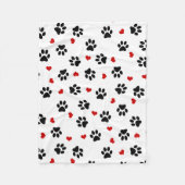 Tatzen-Drucke und Herzen Fleecedecke (Vorderseite)