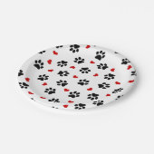 Tatzen-Drucke und Herzen Pappteller (Schrägansicht)