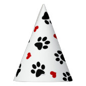 Tatzen-Drucke und Herzen Partyhütchen (Links)