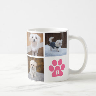 Tatzen-mit Monogramm 6 Foto-Collagen-bester Hund Kaffeetasse