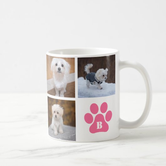 Tatzen-mit Monogramm 6 Foto-Collagen-bester Hund Kaffeetasse (Rechts)