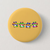 Tatzen-Regenbogen-Farbe Pawprints Button (Vorderseite)